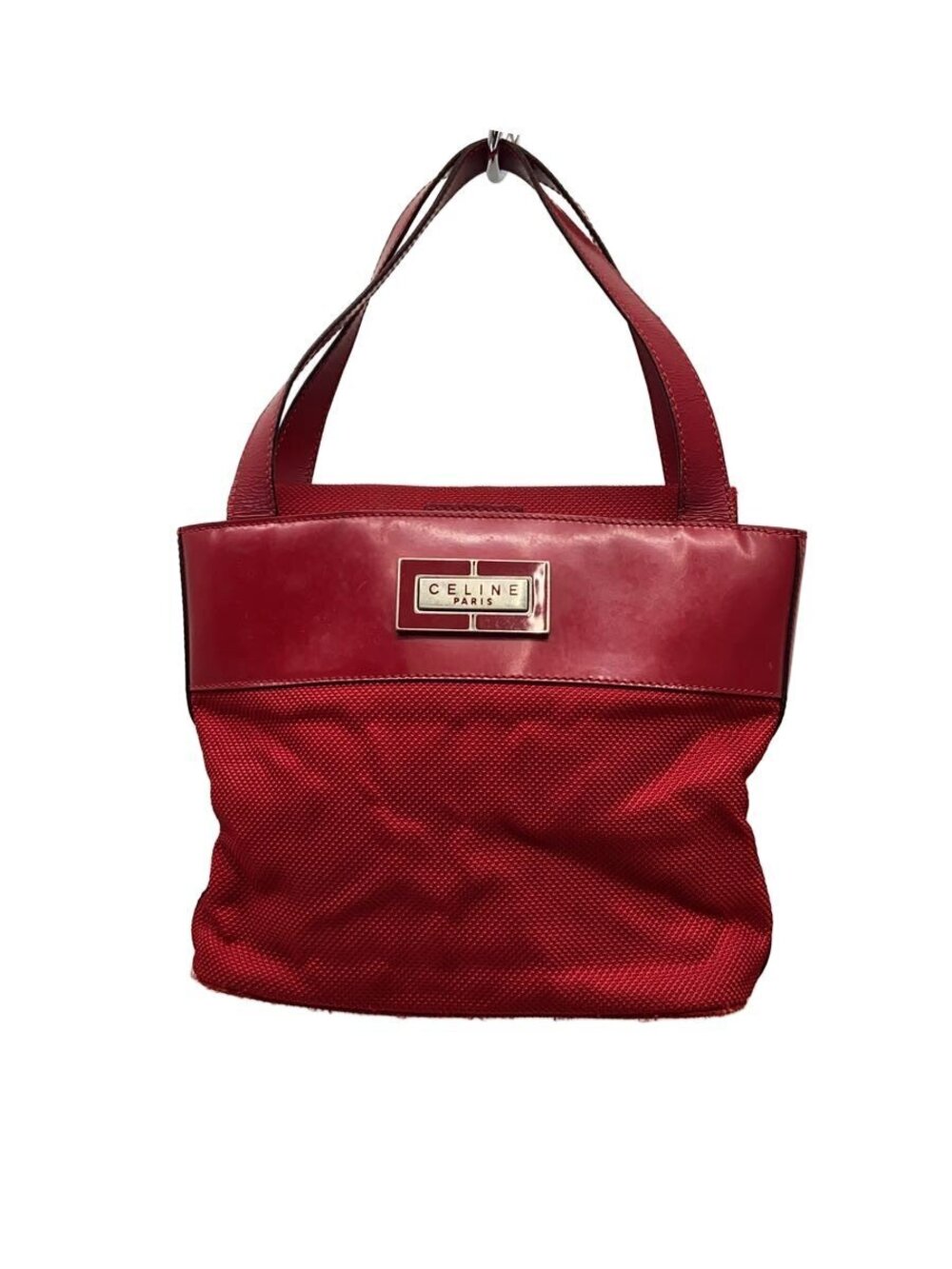 Celine red canvas leather tote bag prominent RED